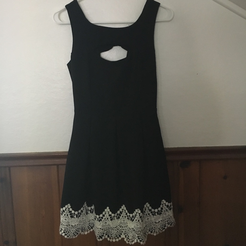 Black cutout white lace tea party dress